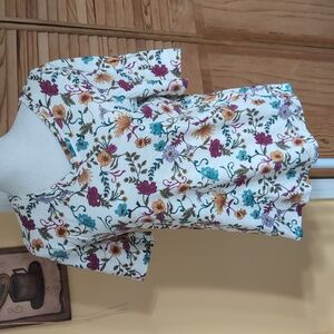 CHICO'S Floral V-Neck Top S 4-6